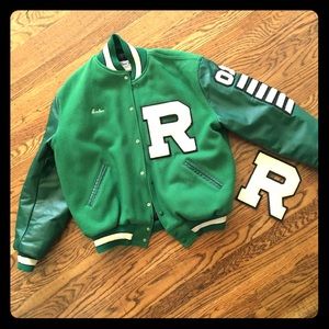 Green & White Letterman Jacket
